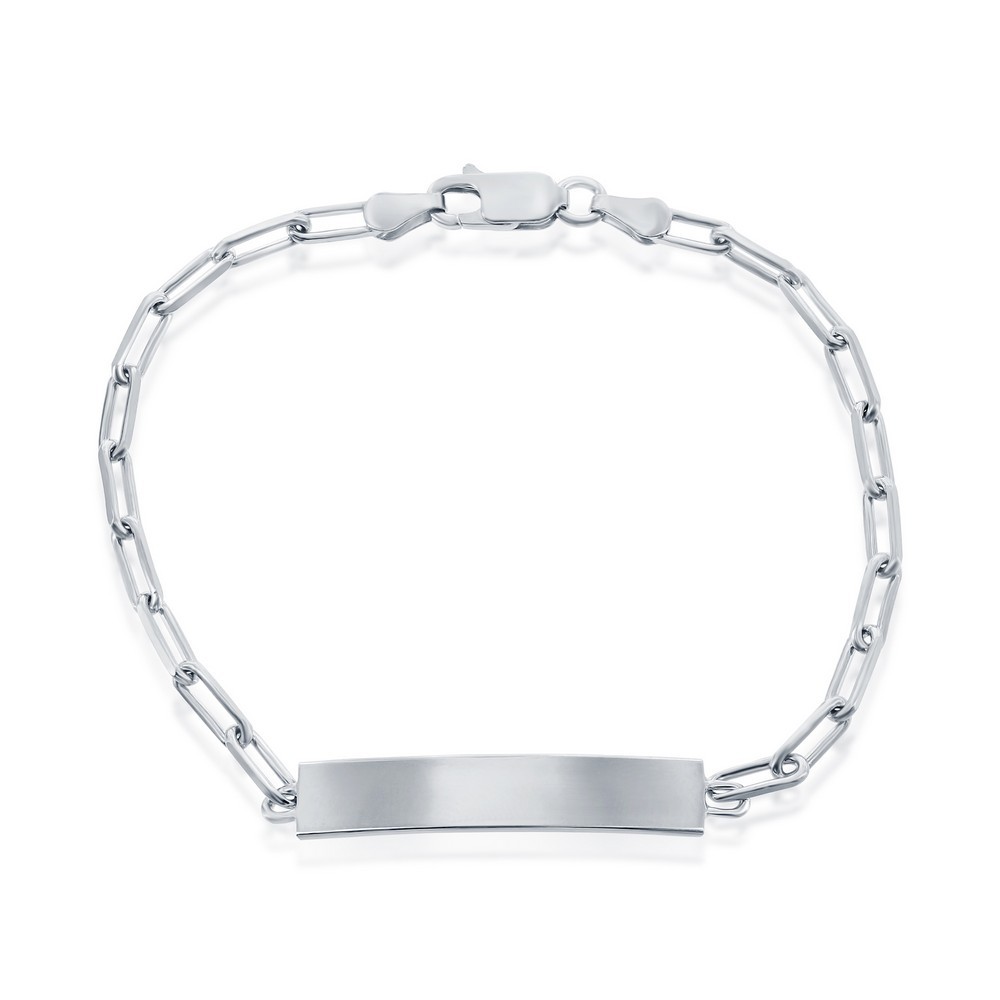 Sterling Silver Bella Silver Paperclip ID Bracelet Rhodium Plated