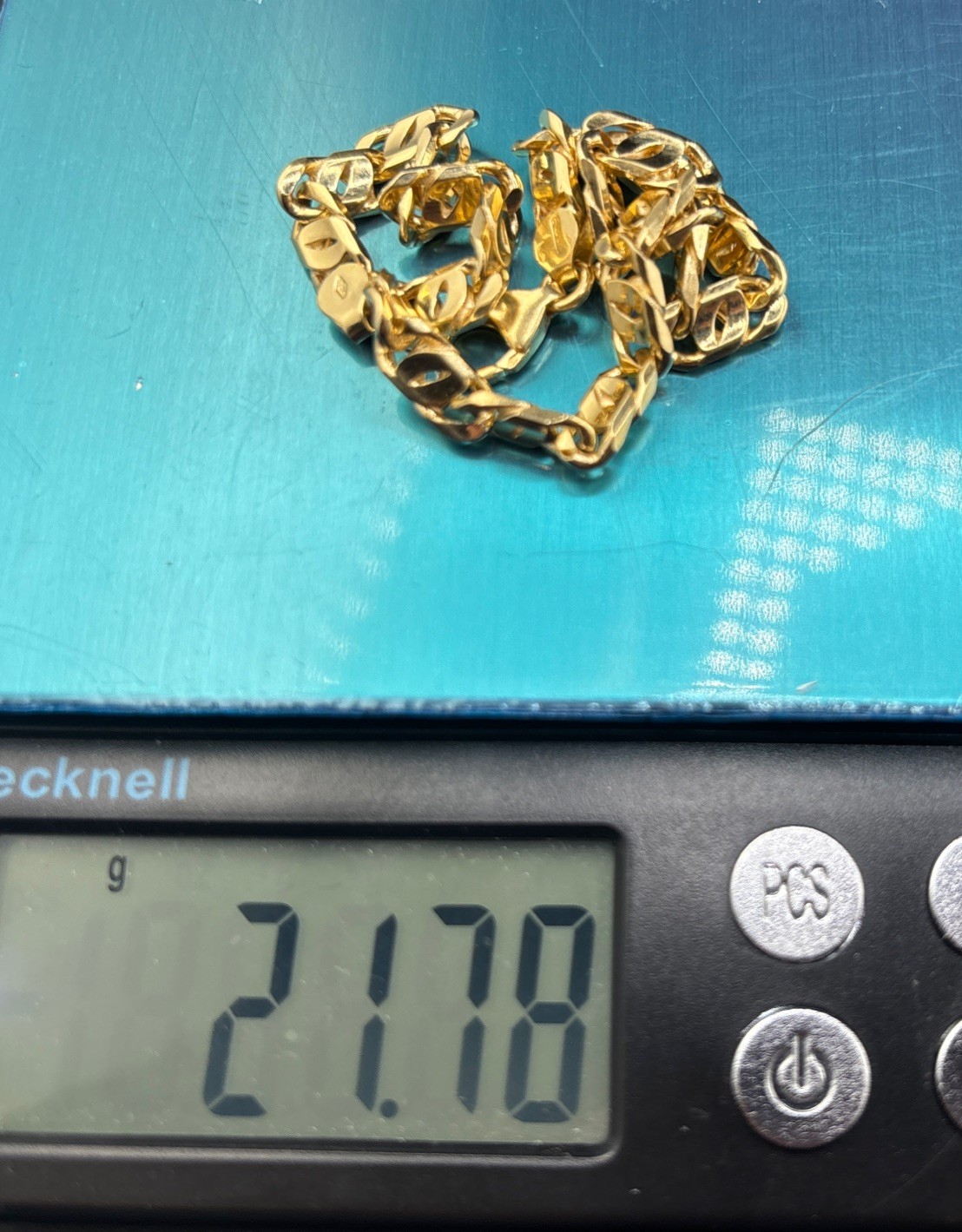 18K Solid Yellow Gold Italian Link Bracelet 21.78 Grams 6.2 MM 9.5 Inch
