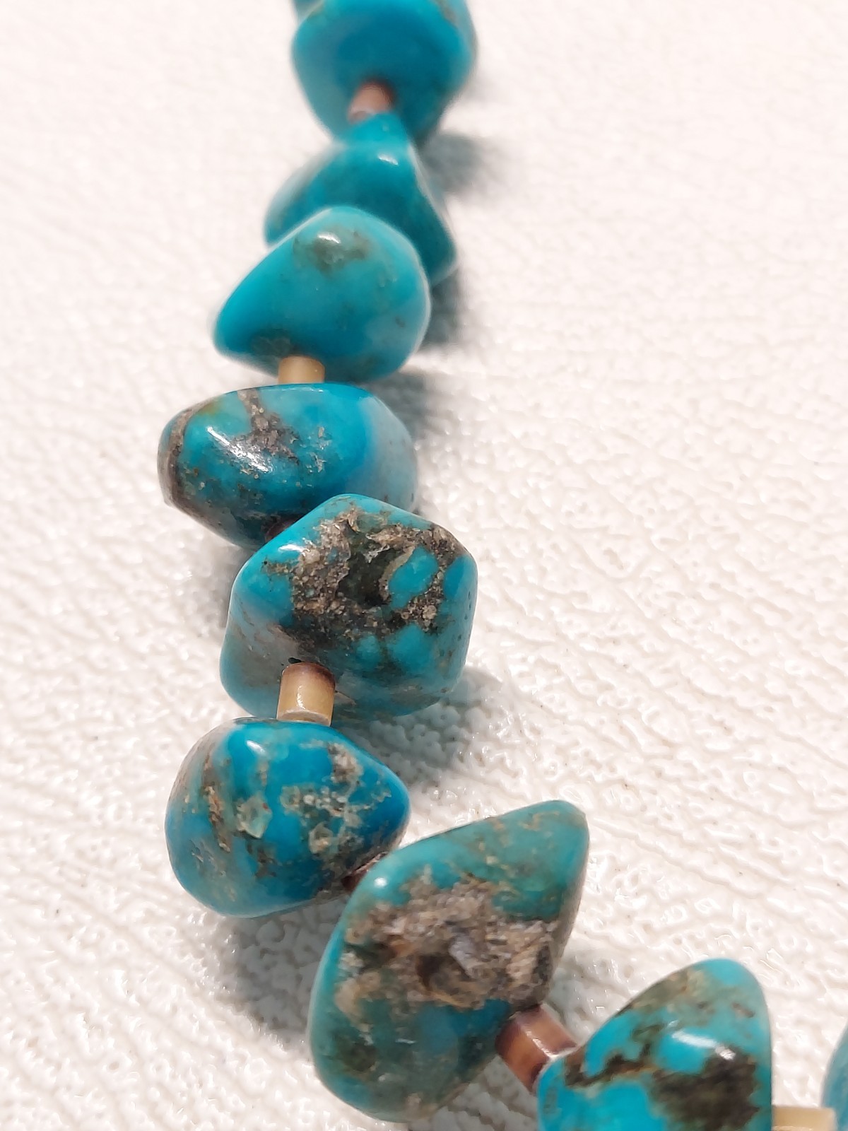 41cm/51g Vtg Turquoise Nugget Heishi Bead Southwest Style Necklace