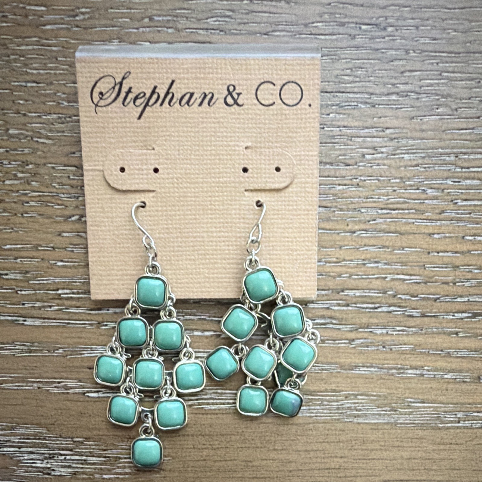 Stephan & Co. Blue & Silver Tone Metal Dangle Drop Hook Earrings