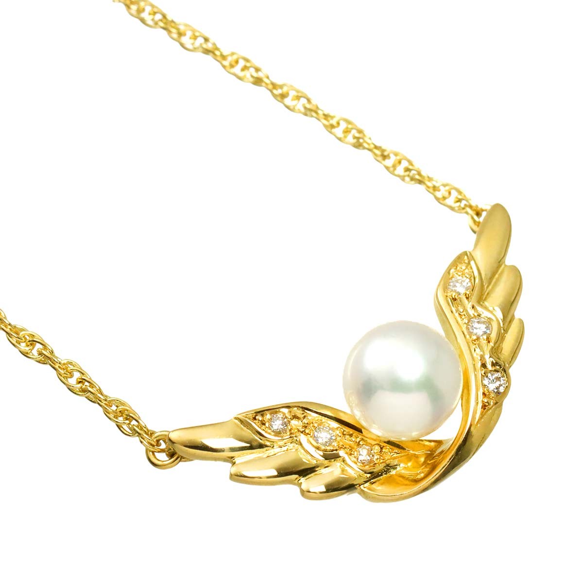 MIKIMOTO Akoya Pearl 6.9mm Diamond Necklace 18K YG 750 90318970