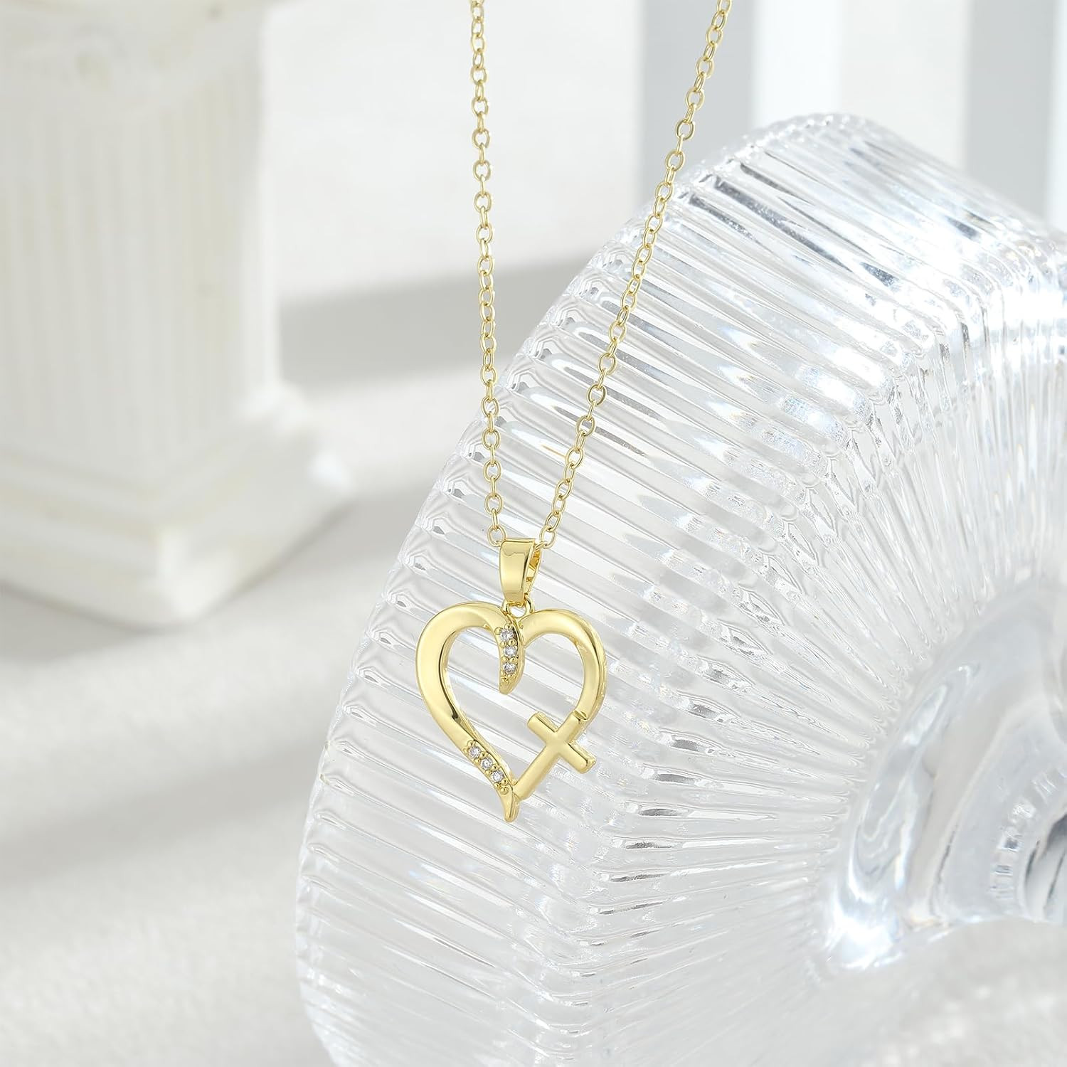 Cross Necklace for Women 14K Gold Silver Plated Necklace Layered Gold Cross Neck