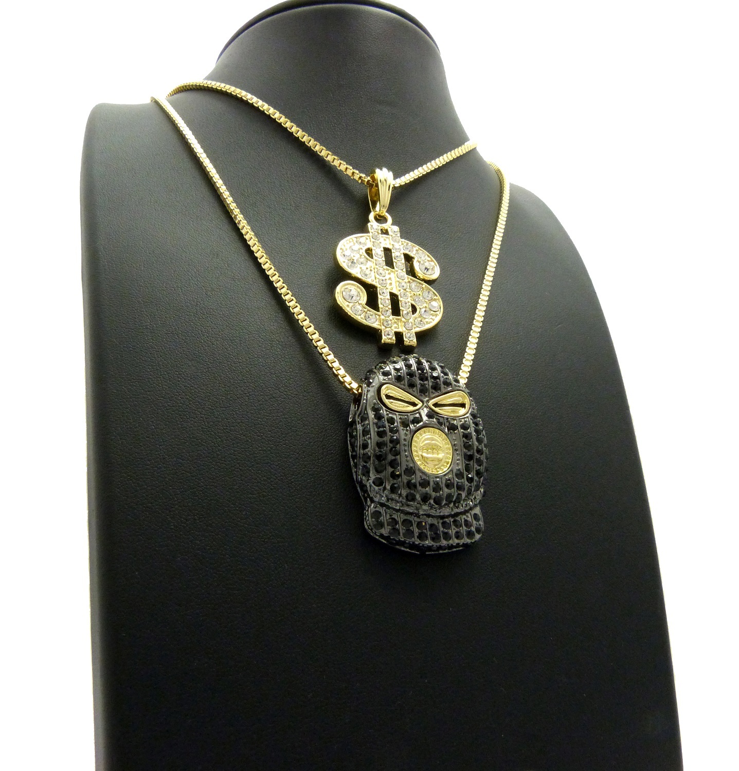 New ‘$’ / THUG & Goon Mask Pendant & Box Chains Hip Hop Necklaces