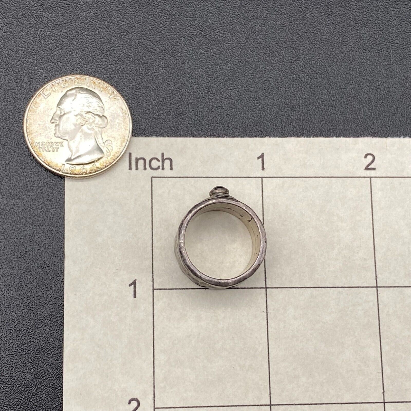 Vintage Burgundy Stone Heart Sterling Silver Ring Size 5
