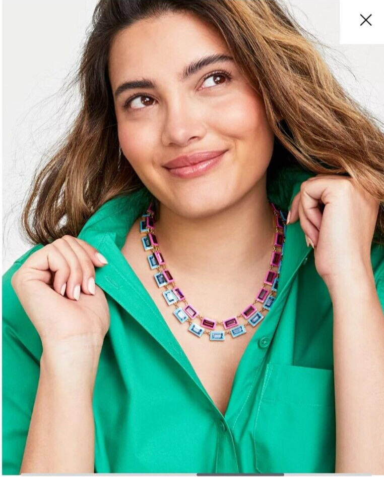 ON 34TH Gold-Tone Enamel Stone Necklace, 17″ + 2″ extender