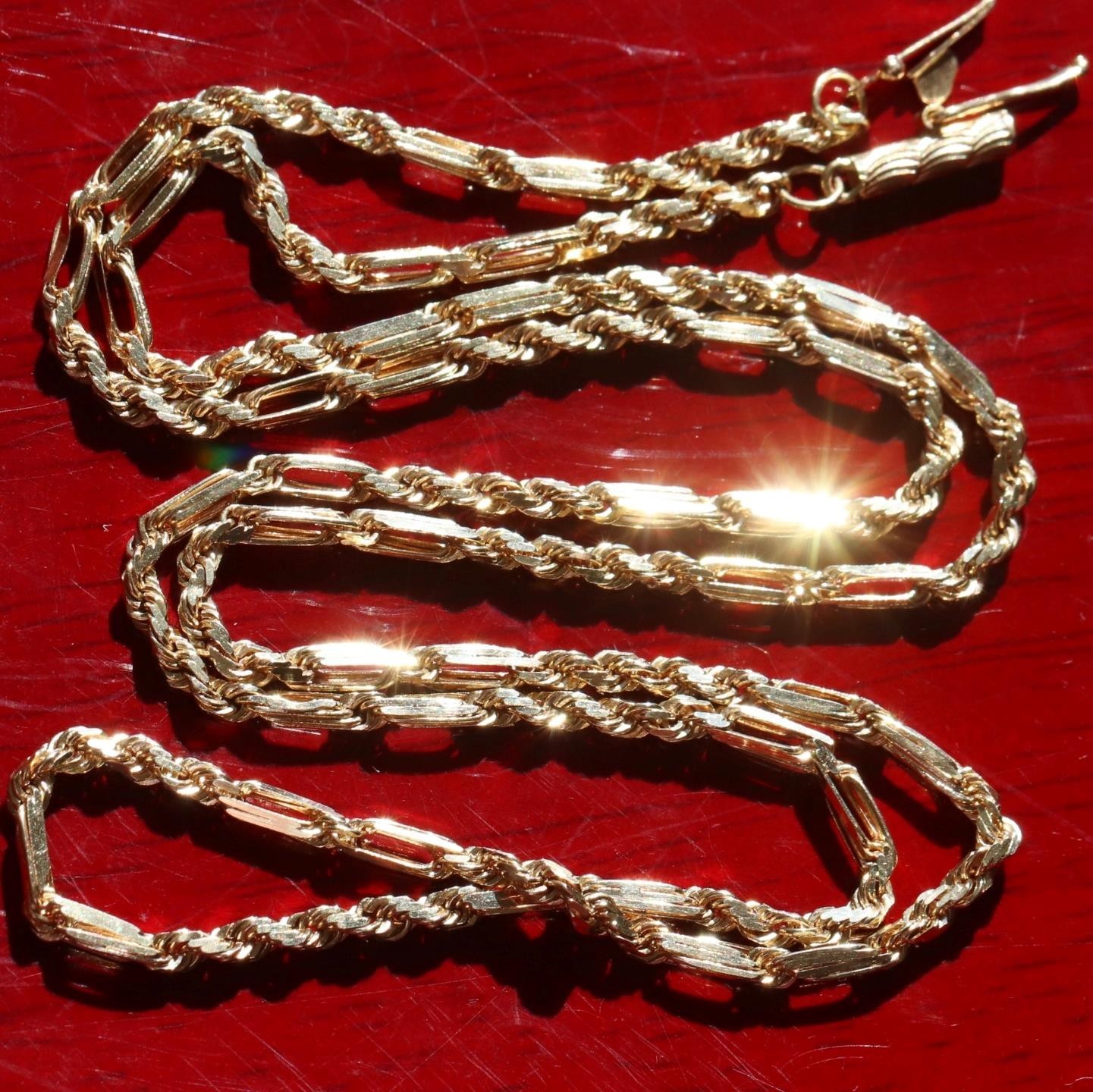 14k yellow gold necklace 20.0″ Figarope chain vintage 7.90gr N3637 Fortunoff