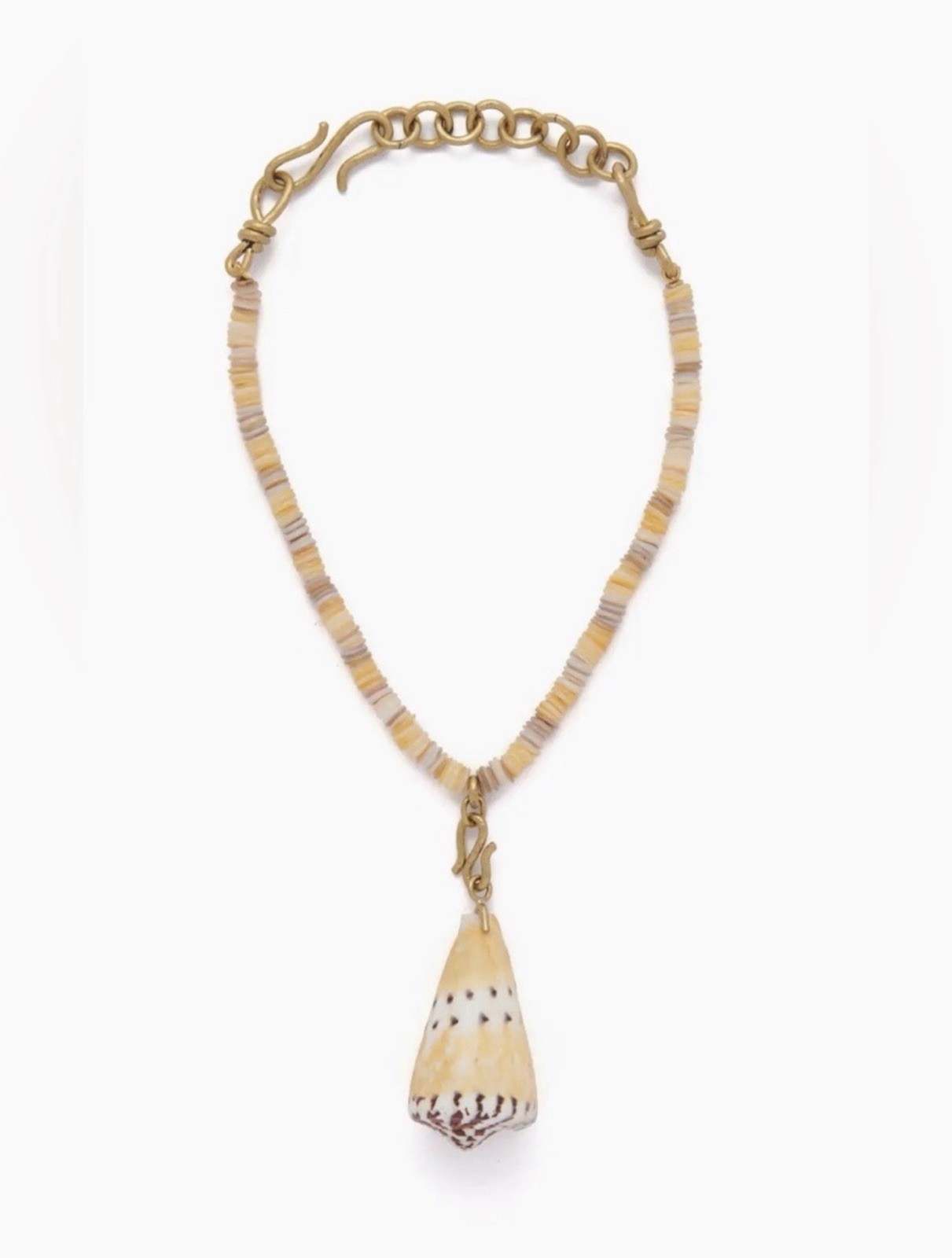 Ulla Johnson Roundel Cone Shell Necklace w/ Brass Clasp