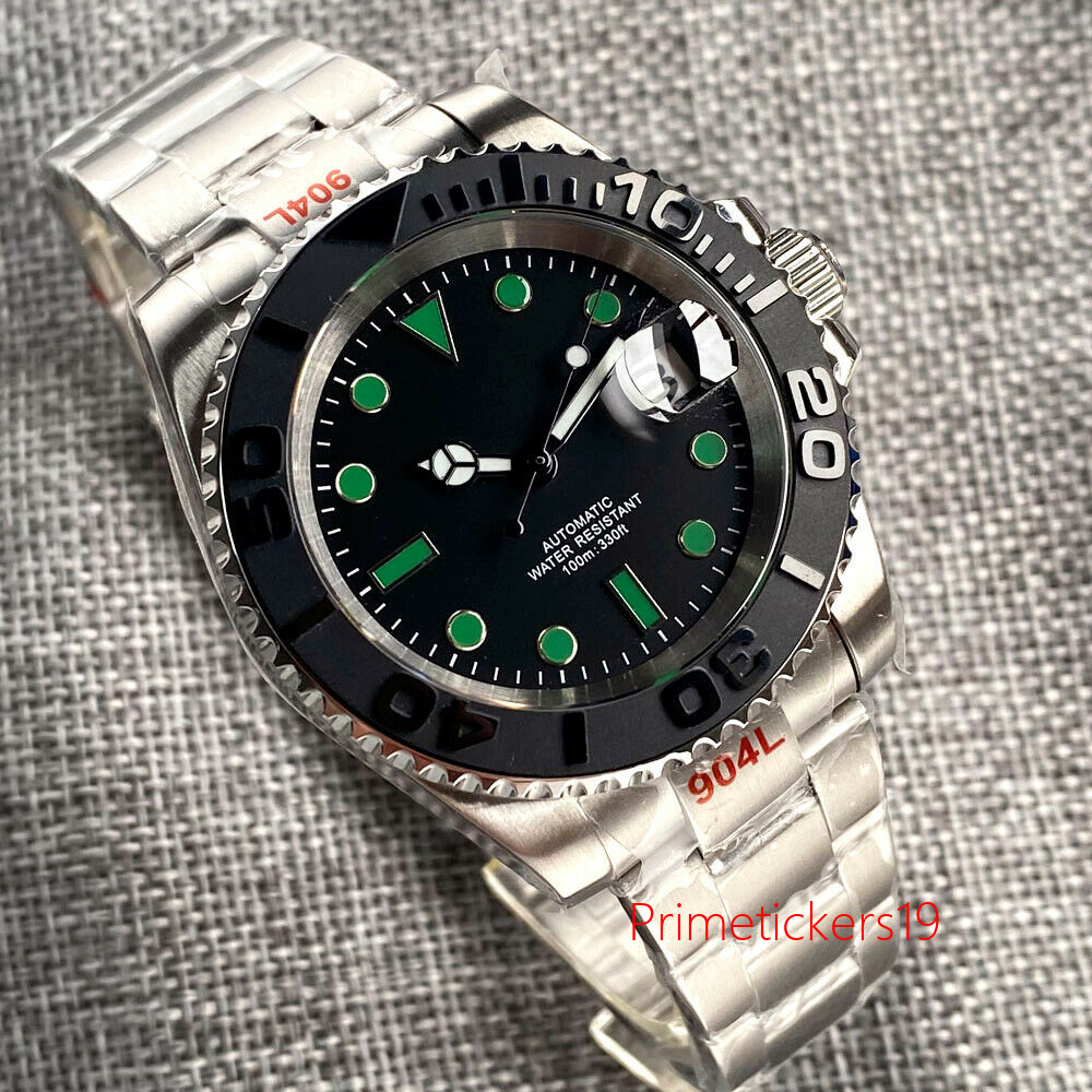 40mm PT5000 NH35A Automatic Men Watch Sapphire Sterile Black Dial Green Markers