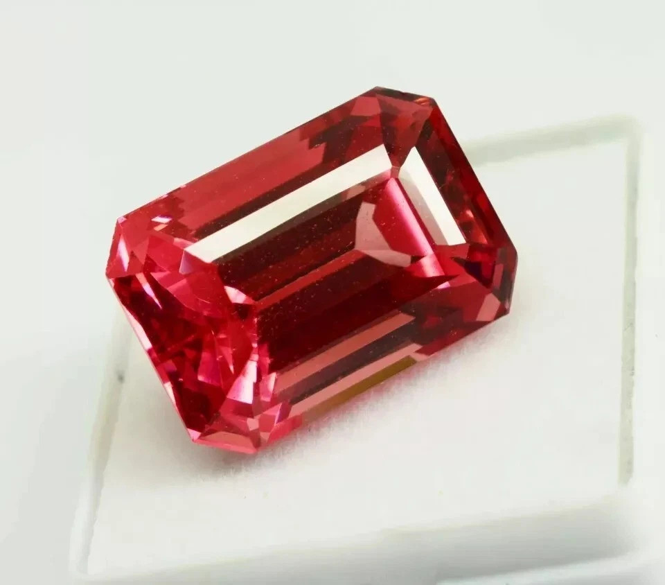 10 Ct Emerald Cut Certified LOOSE GEMSTONE NATURAL PADPARADSCHA SAPPHIRE BEST!