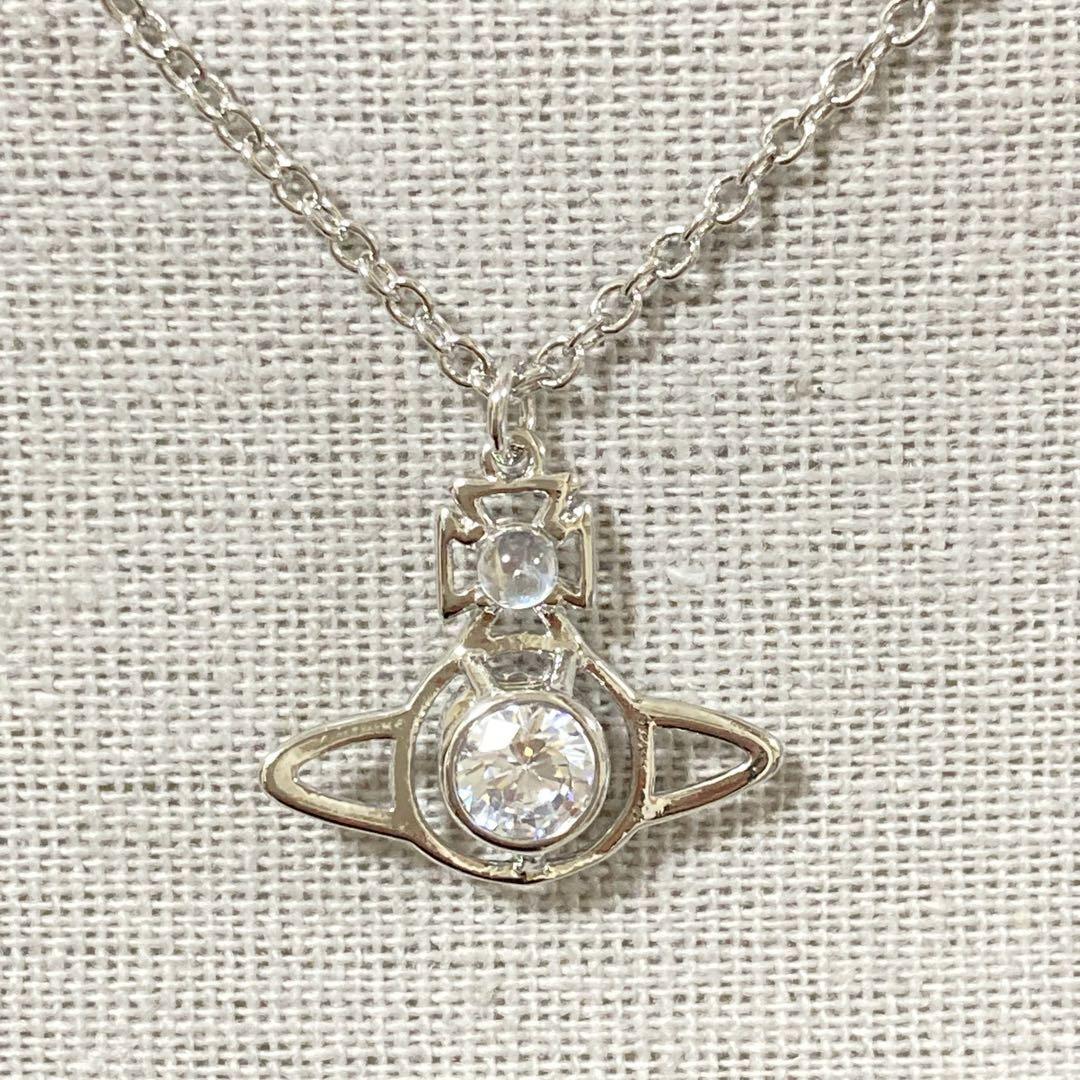 Vivienne Westwood Necklace Petite Rhinestone Silver w/drawstring