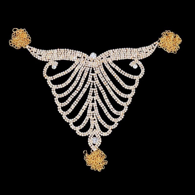 Crystal Thong Waist Chain Leg Chain Lingerie Underwear Panties Women Swimsuit Bi