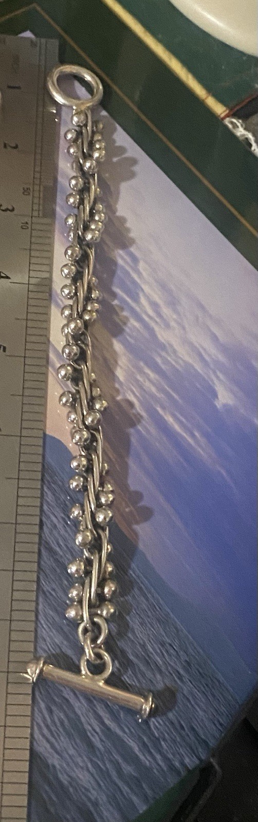 Mexico 925 Sterling Silver DNA Toggle Link Bracelet 57 G. Heavy