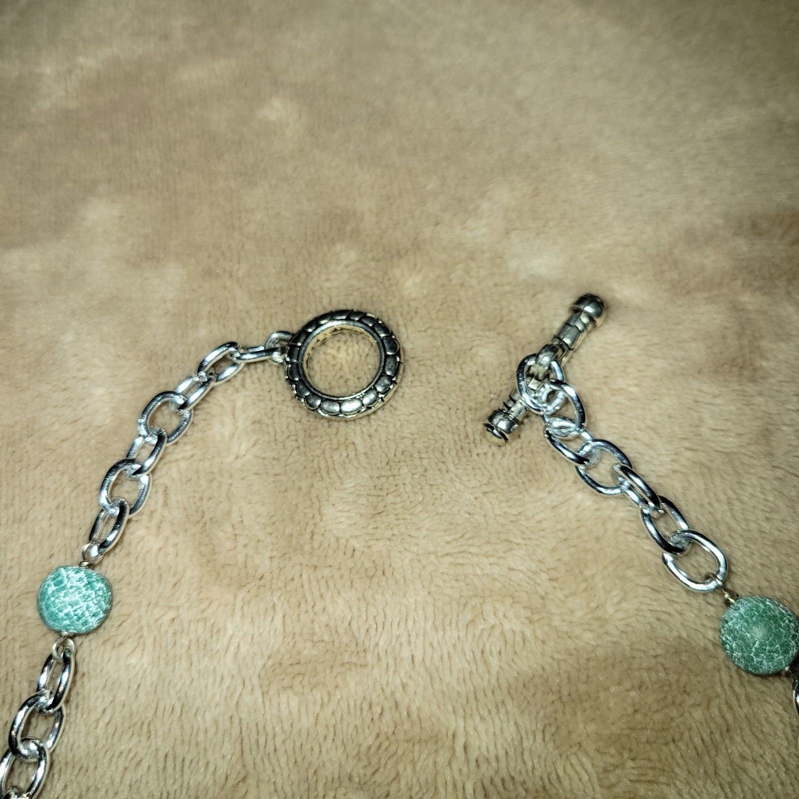 Vintage Style Turquoise Beaded Necklace & Drop Earrings Set Adjustable Toggle