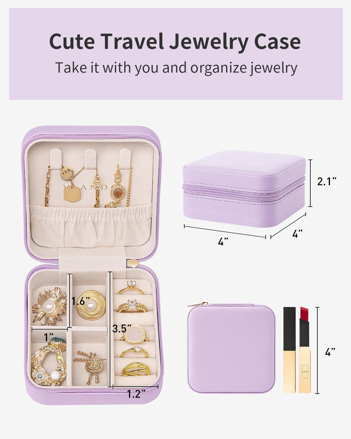 Small Travel Jewelry Box Organizer – Girls Women Gift Rings Earrings Necklaces J