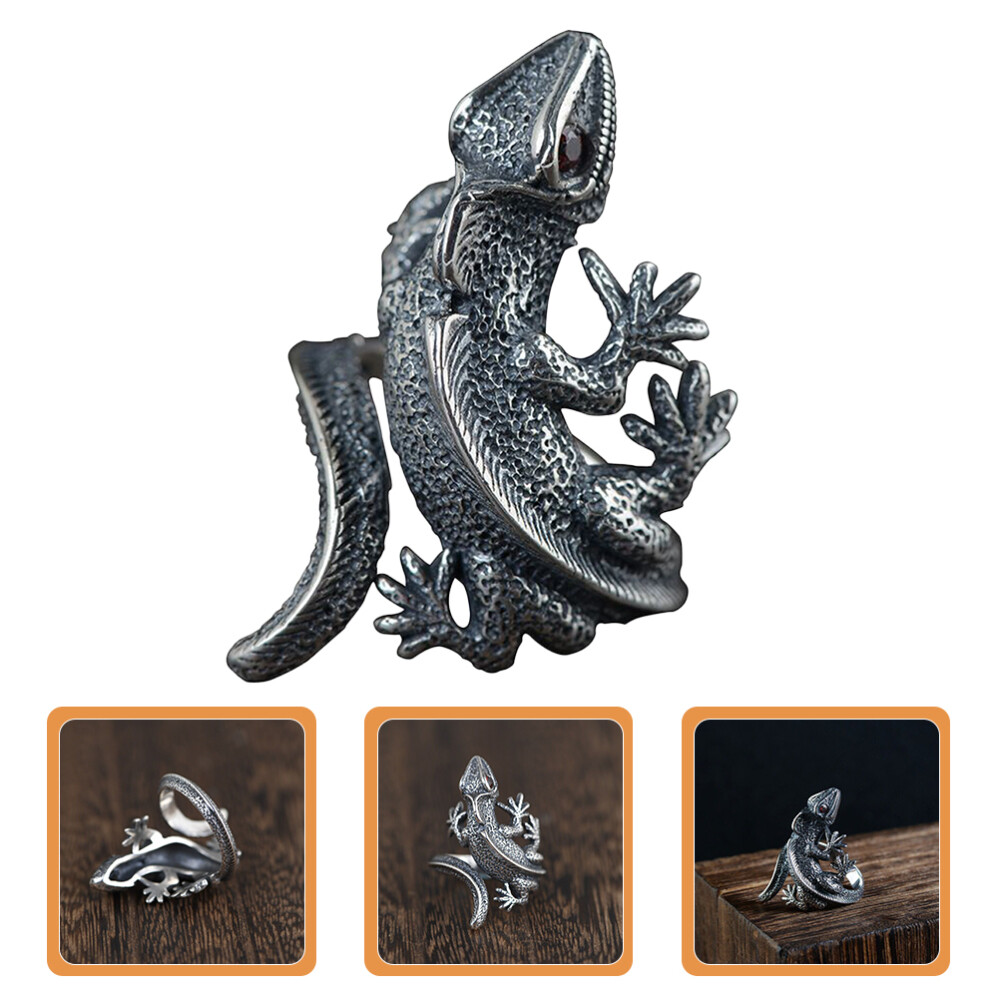 Retro Wedding Ring Chunky Silver Rings Lizard Jewelry Gecko Rings for Gift