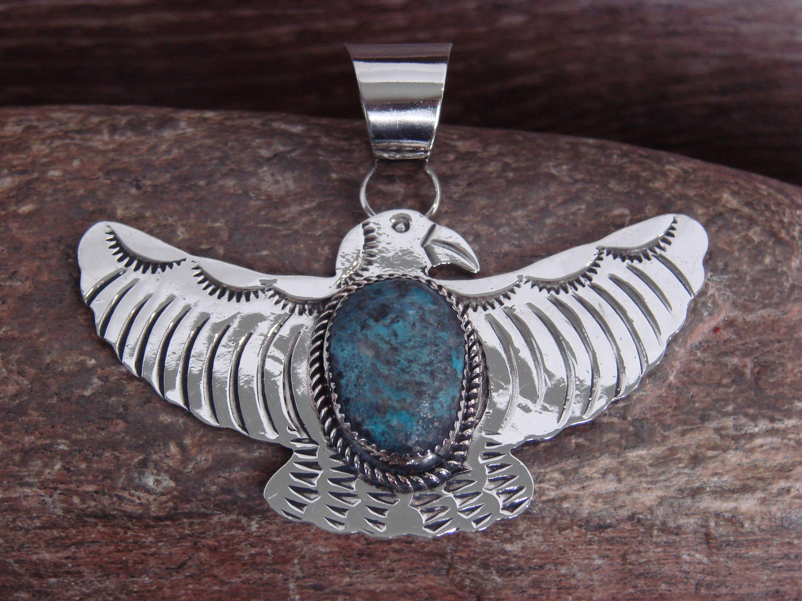 Native American Nickel Silver & Turquoise Eagle Pendant – Cleveland