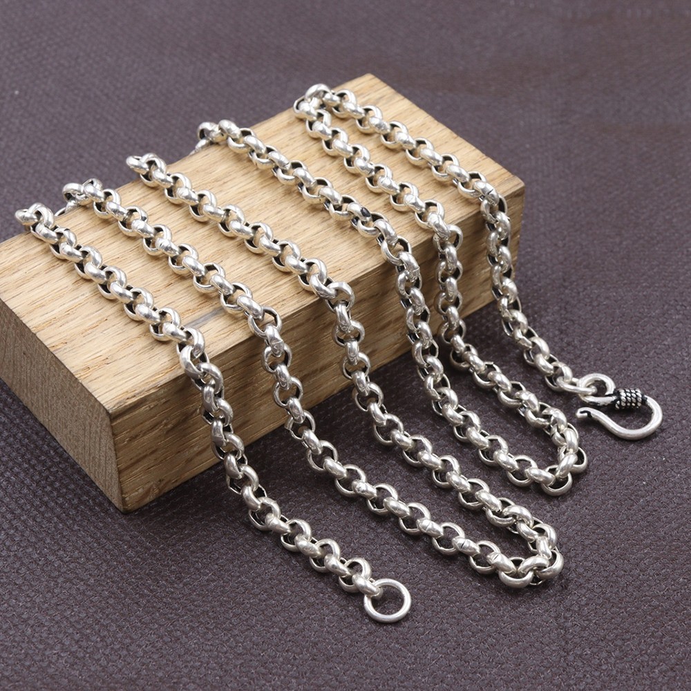 Pure 925 Sterling Silver Rolo Link Necklace 5mm Round Cable Chain 26-27g 25.6in