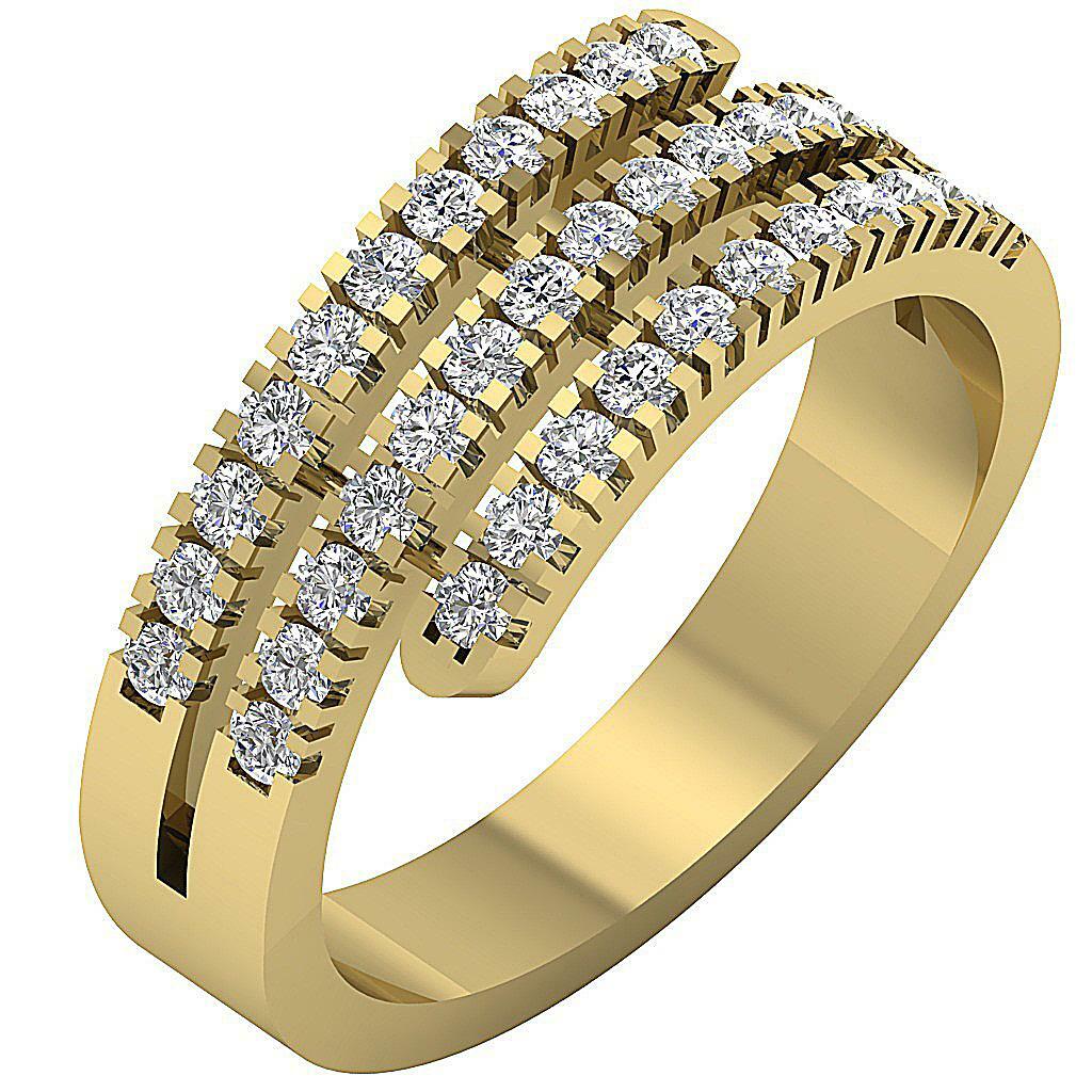 Right Hand Engagement Ring I1 G 0.90 Ct Round Diamond 14K Yellow Gold 7.80 mm