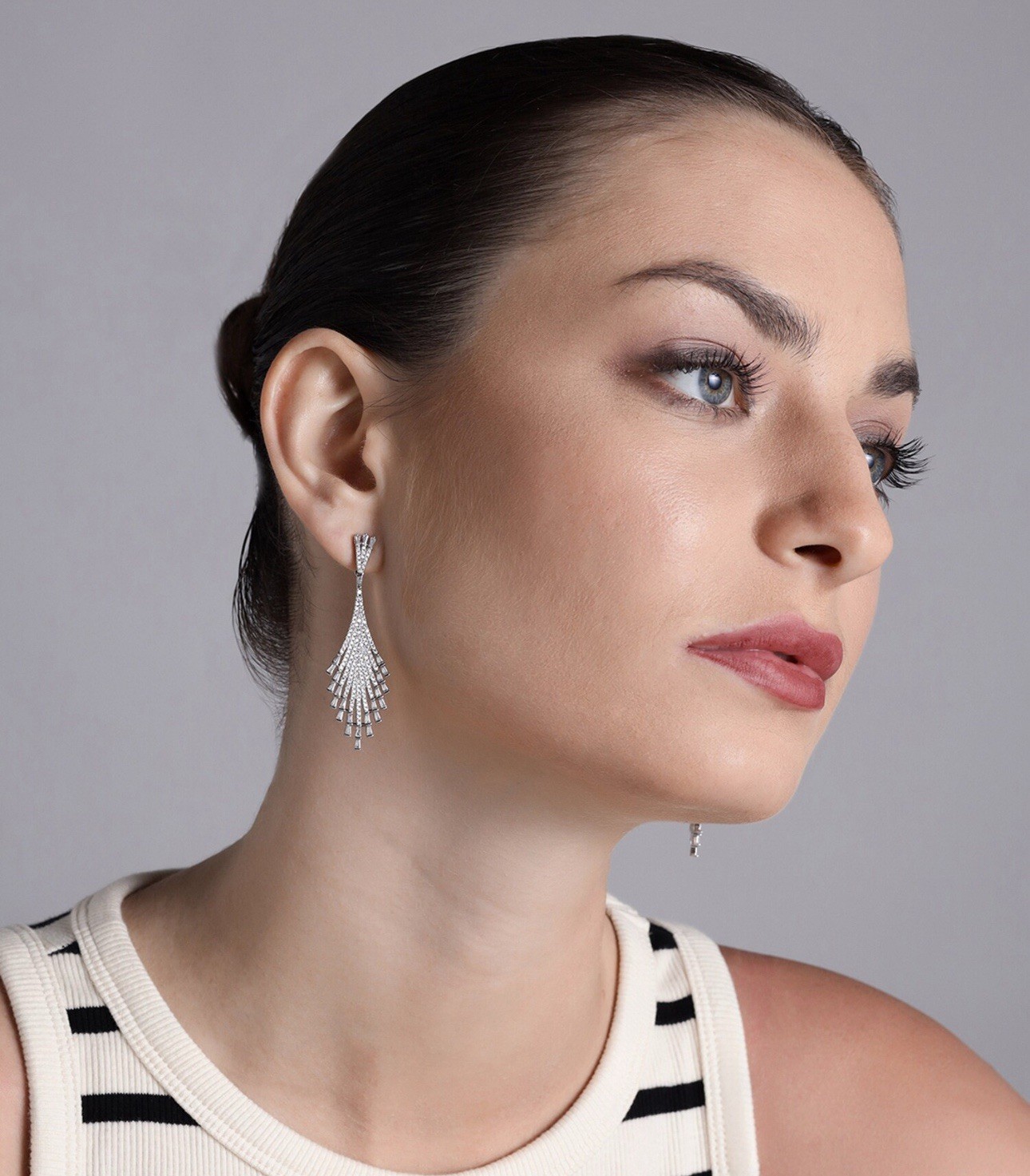 18k White Gold Filled Earrings made w Swarovski Crystal Marquise Bridal Jewelry