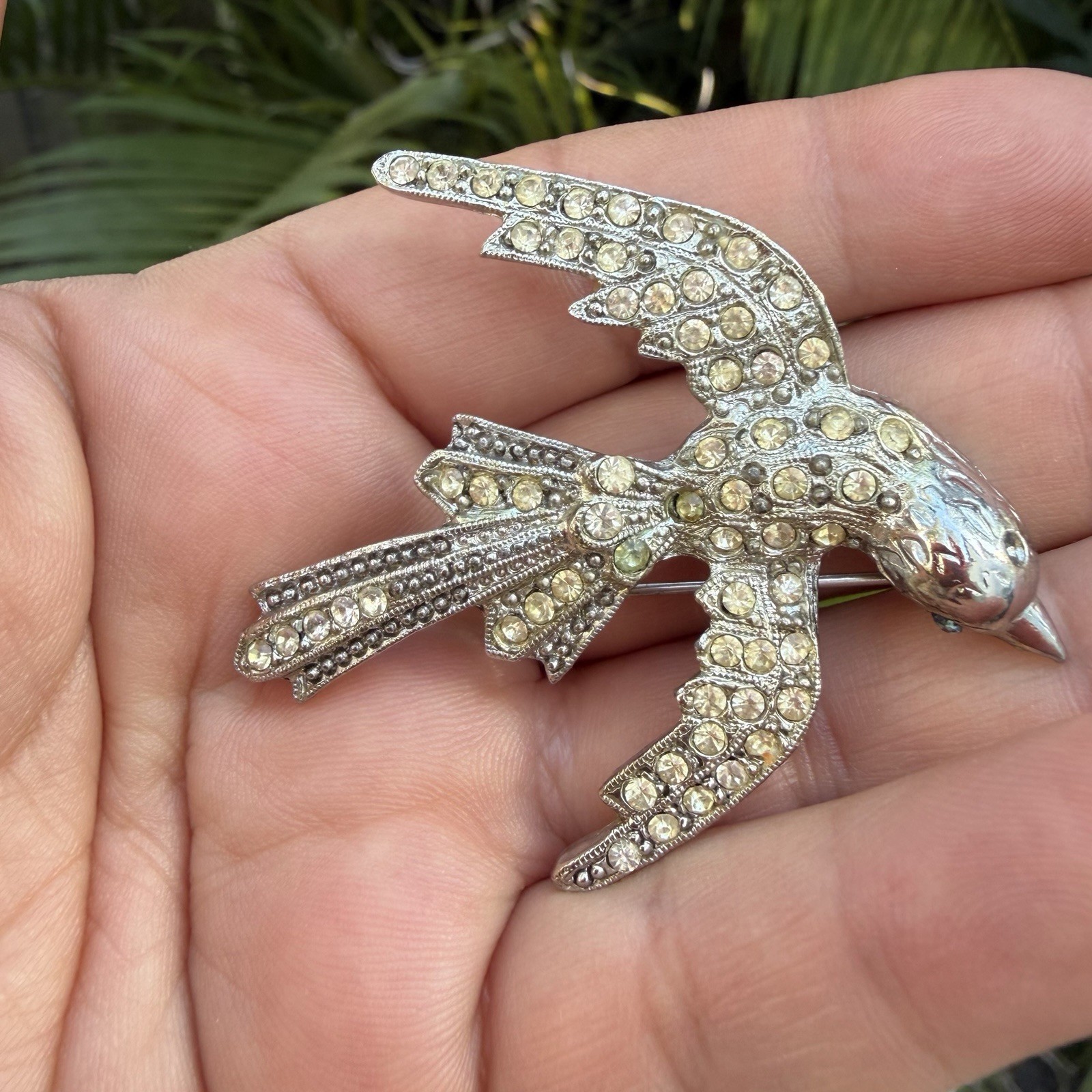 Vtg Art Deco Swallow Bird Brooch Read