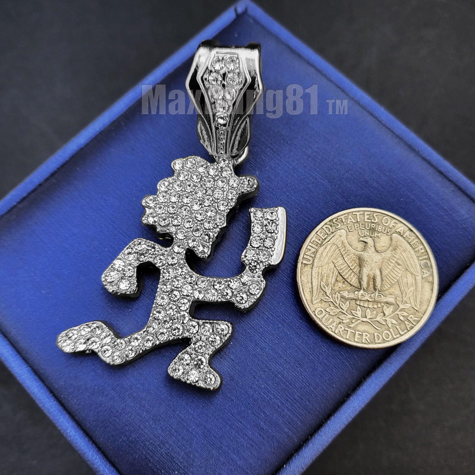 Silver Plated Hatchet Man 13mm 16″~30″ Iced Cubic Zirconia Cuban Chain Necklace