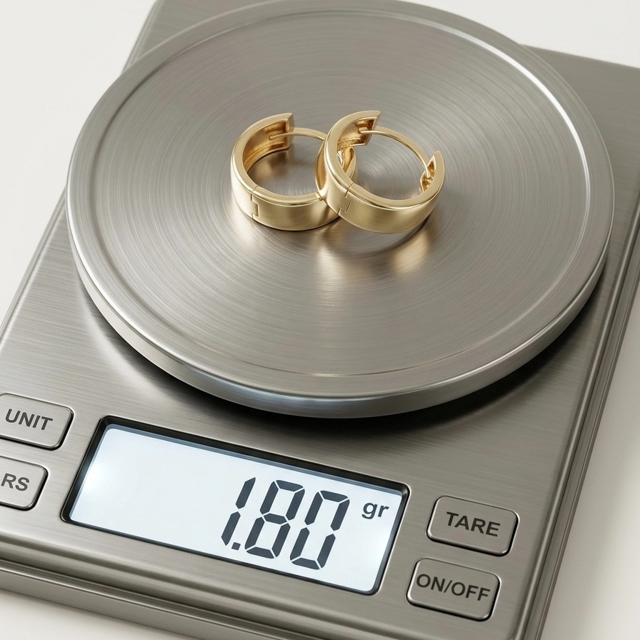 10K Yellow Gold Wide Huggie Hoop Earrings 13mm x 5mm High Polish Clicker