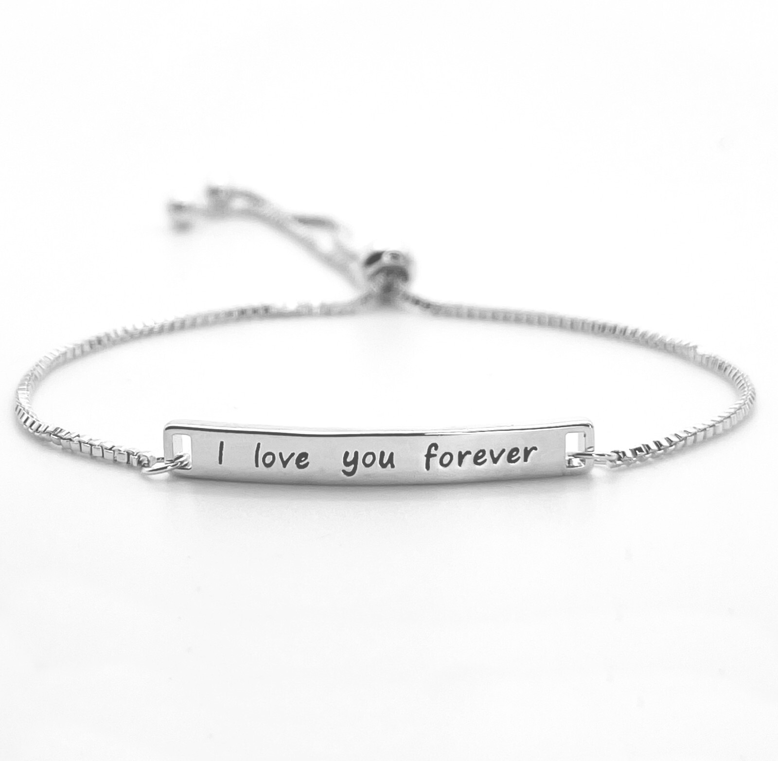 18K White Gold Plated “I Love You Forever” Adjustable Bracelet For Women Girls