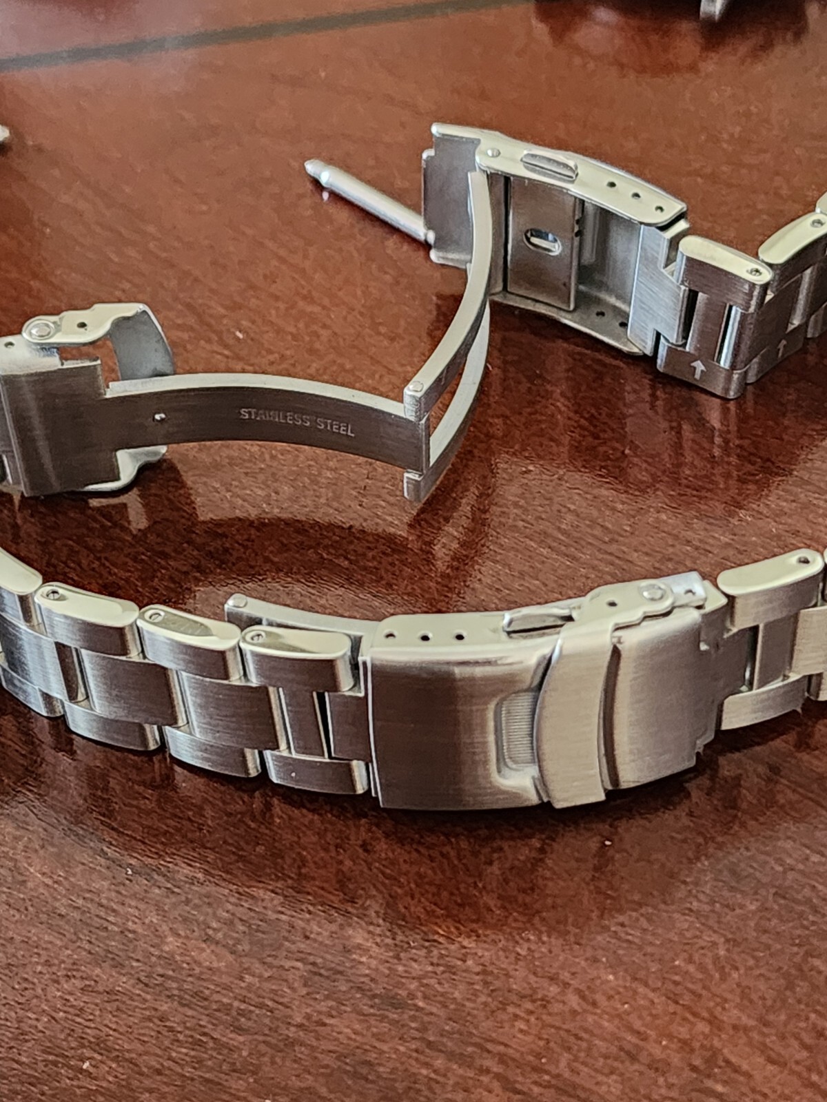 316L Oyster Style 20mm Bracelet STAINLESS STEEL Solid Double Lock + spring bars