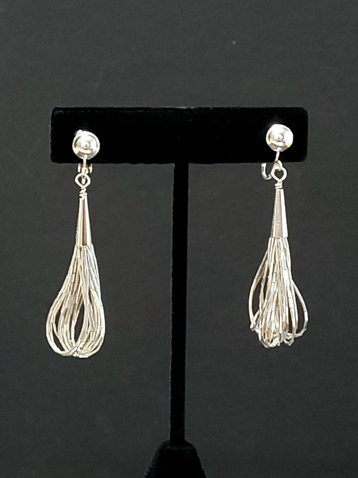 Native American Liquid Sterling Silver Earrings Southwestern Vtg