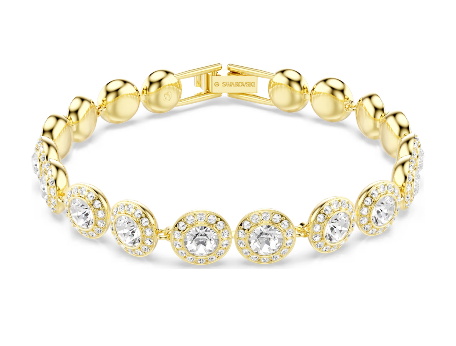 Swarovski Una Angelic Tennis Bracelet Round Cut, Pavé, Medium, White, Gold-Tone