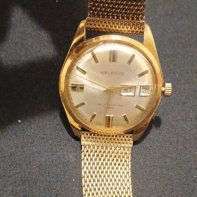 Helbros Selfwinding Men’s Auto Day/Date Gold Tone 10k GF Working Order