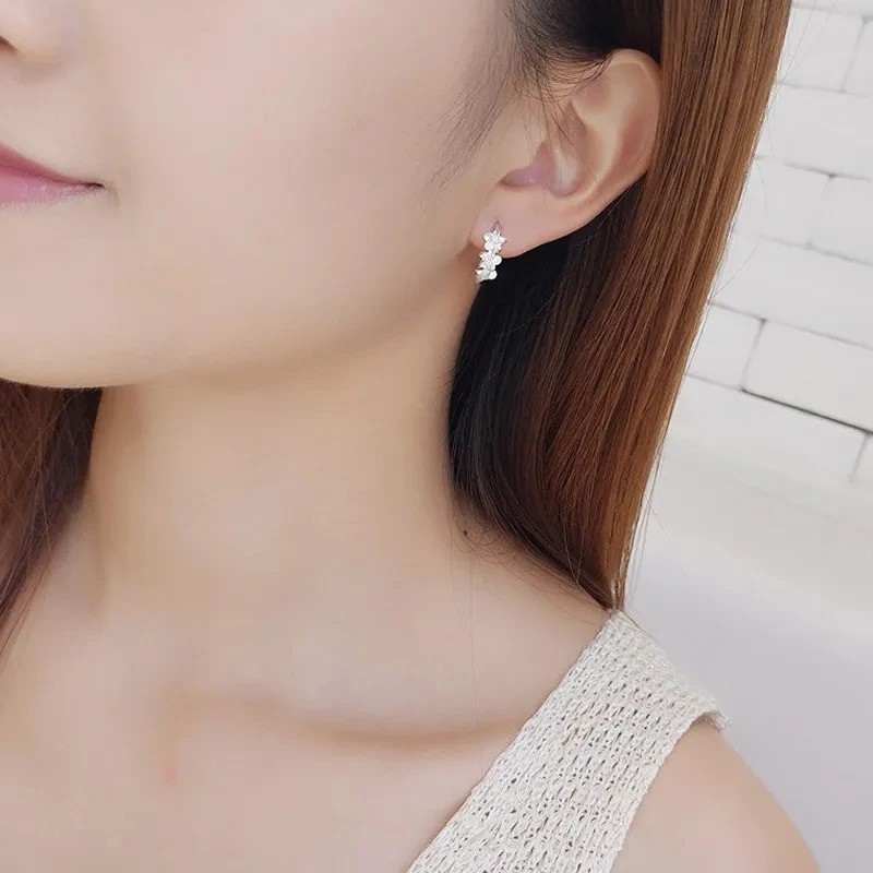 925 Sterling Silver Needle Earrings for Women’s Wedding Fashion High Quality Jew