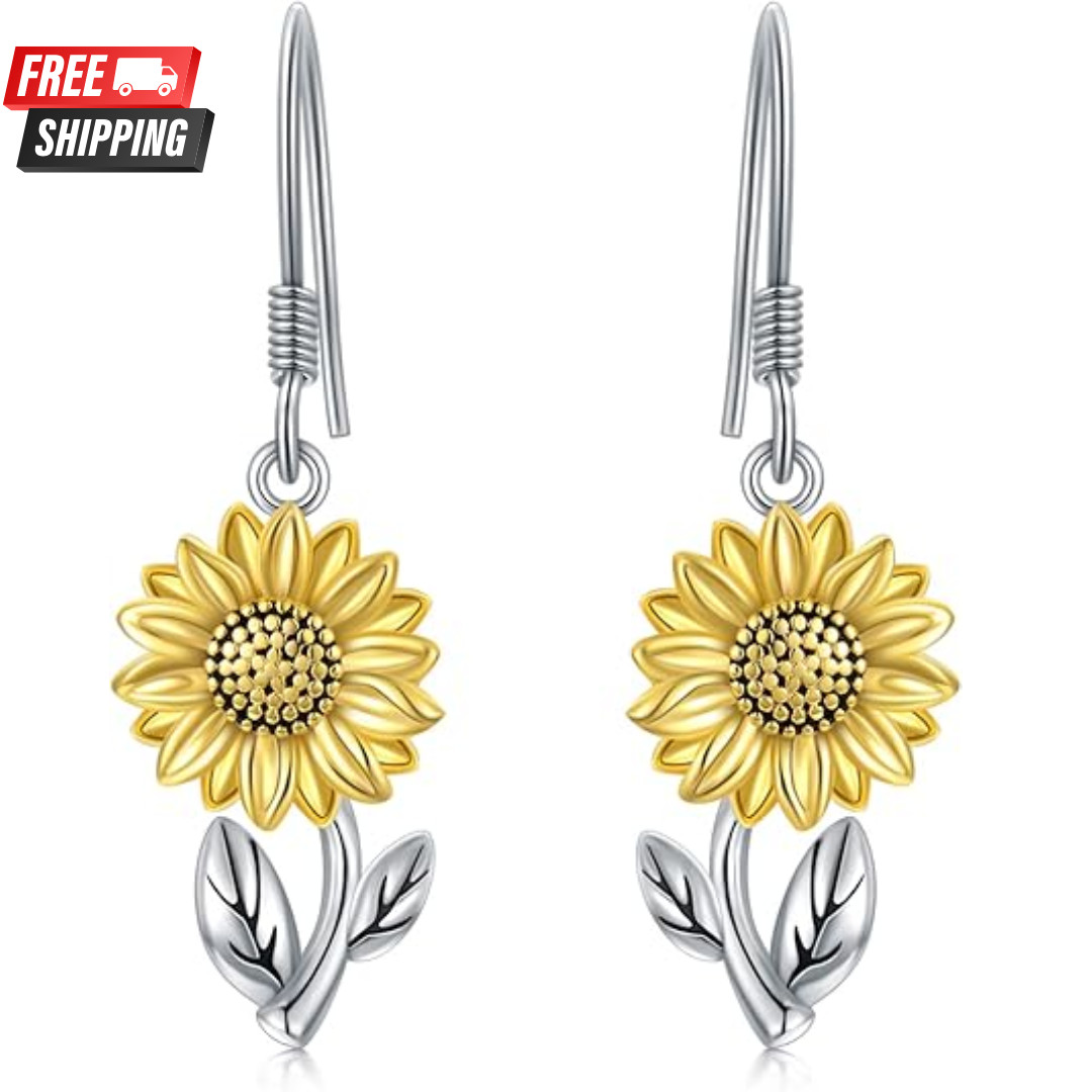 Sunflower Earrings for Women Sunflower Dangle Earrings Christmas Gifts (1 Pair)