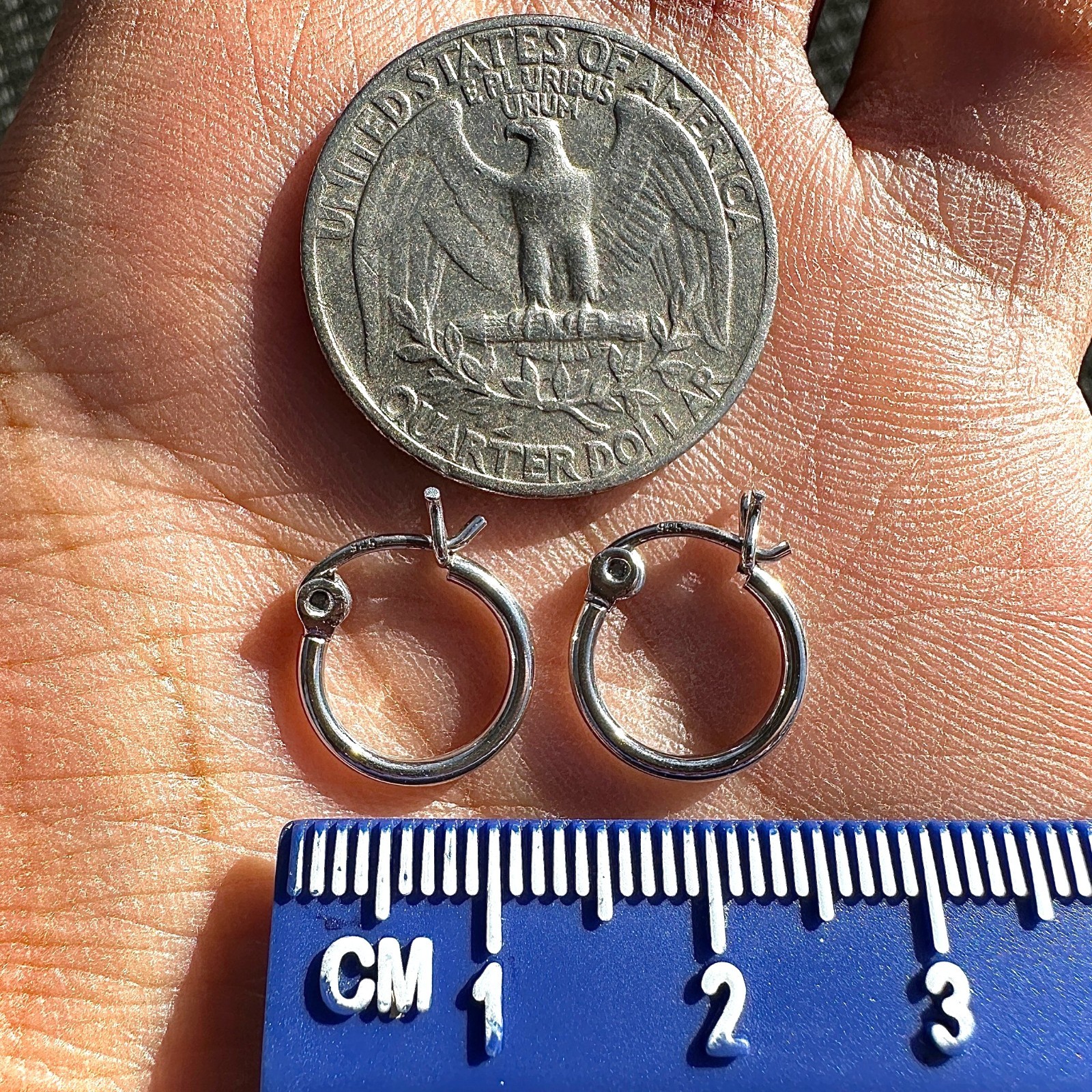 Sterling Silver Hoop Earrings 12mm Round Hoops Latch Back