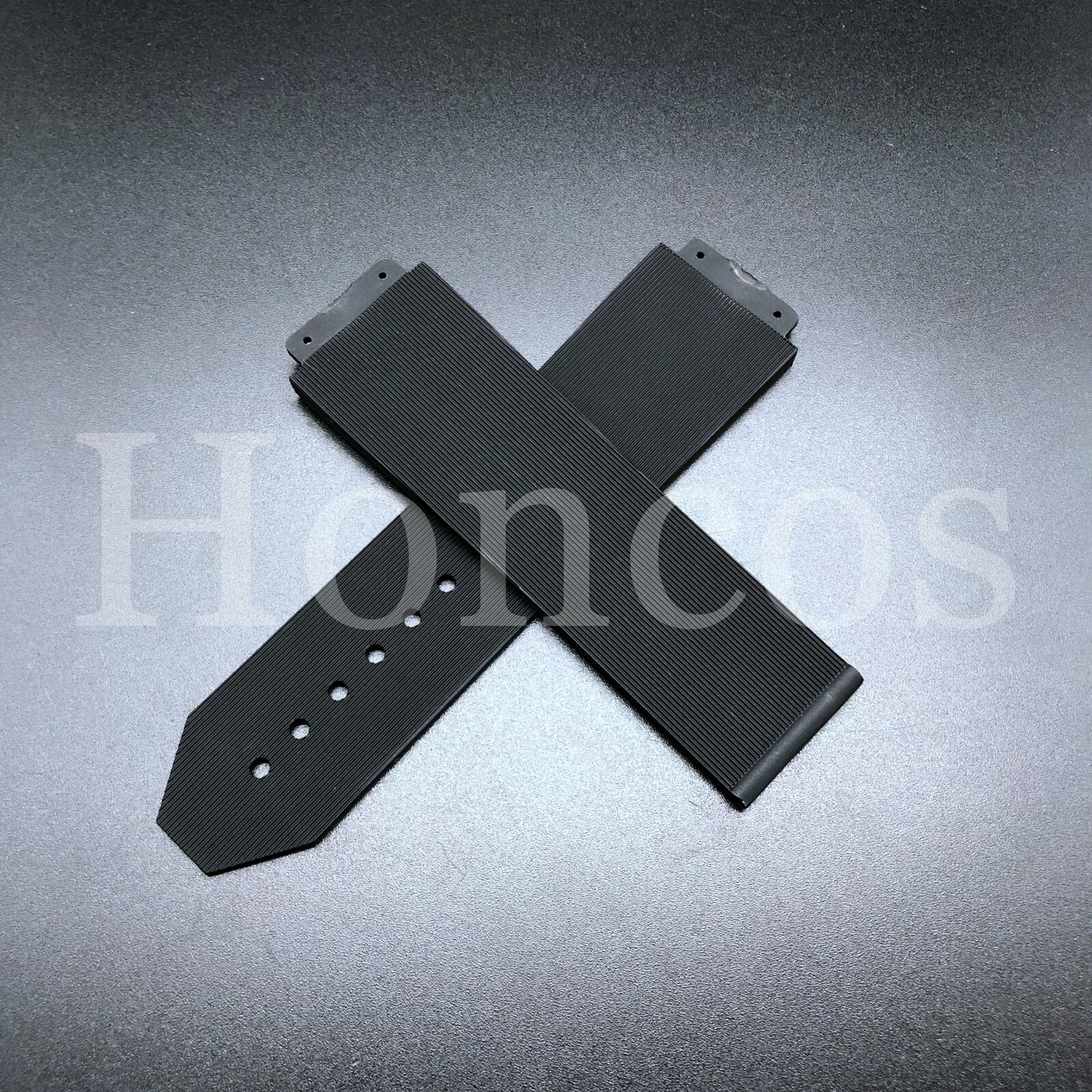 25MM RUBBER WATCH STRAP BAND FITS FOR H BIG BANG 44-44.5-45MM WATCH BLACK