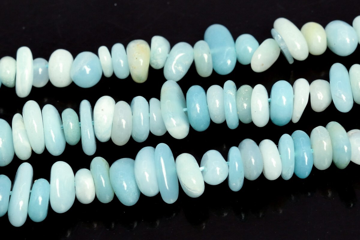 4-10MM Blue Amazonite Pebble Chips Grade A Genuine Natural Loose Beads 15.5″
