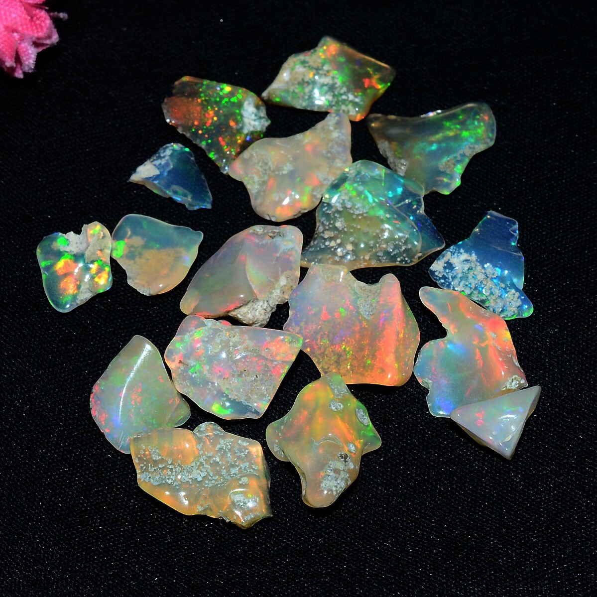 17 Pcs Natural Ethiopian Opal Rough AAA+ Grade Jumbo Welo Fire Raw Gemstones Lot
