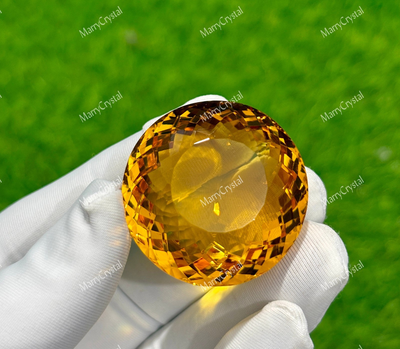 105 Ct Top Color Madeira Yellow Citrine Round Shape Glass Field Loose Gemstone