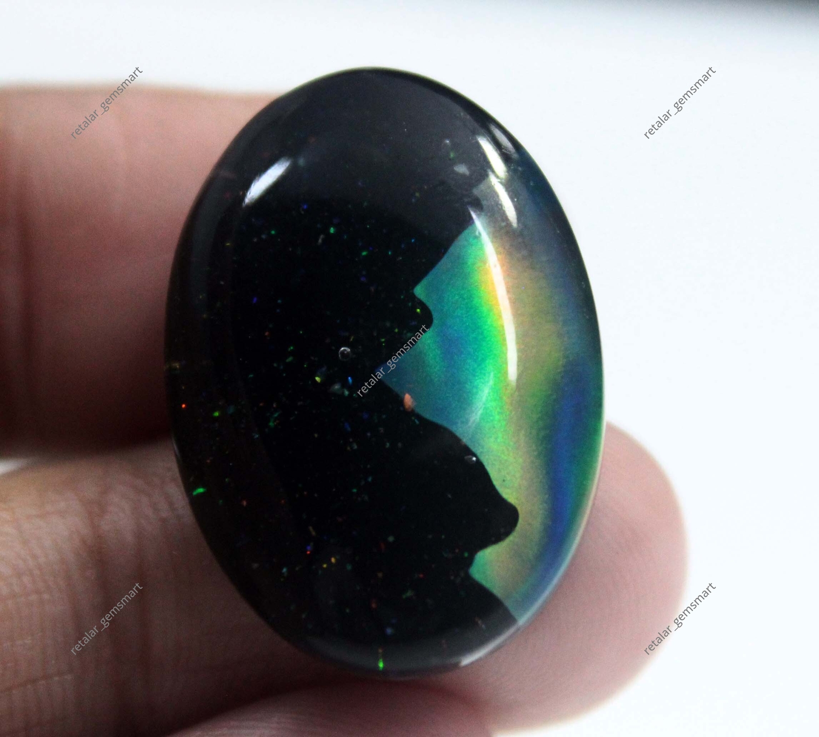 20.00 Ct Natural Australian Black Fire Opal Doublet Certified Untreated Gemstone