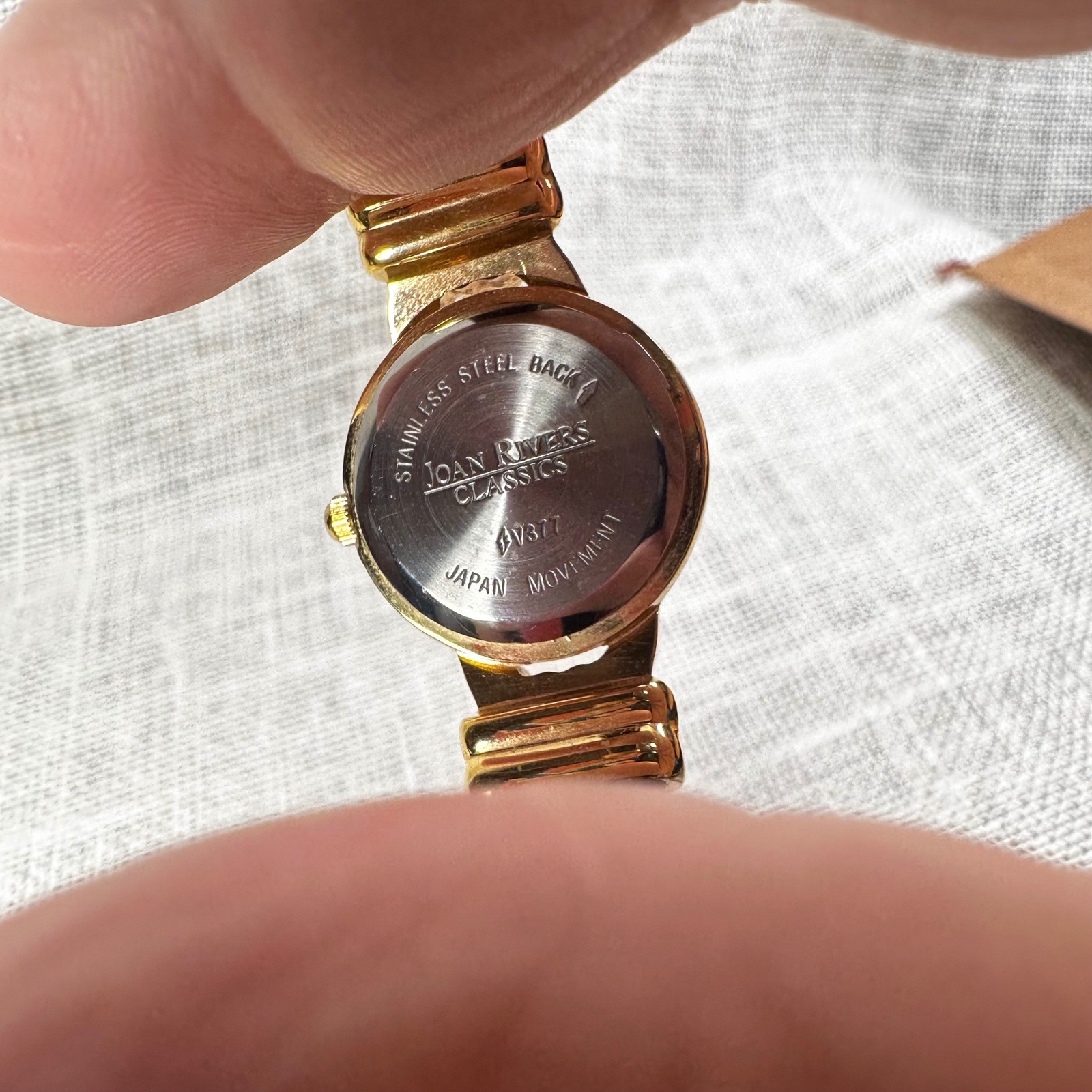 Joan Rivers Classics Womens Gold Tone Black Lizard Embossed Cuff Watch V377