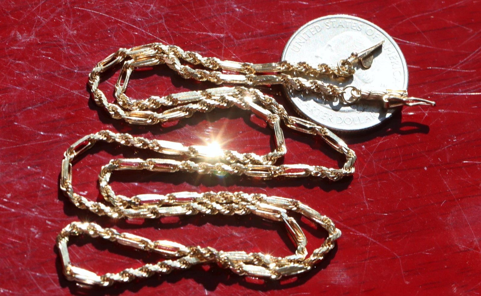 14k yellow gold necklace 20.0″ Figarope chain vintage 7.90gr N3637 Fortunoff
