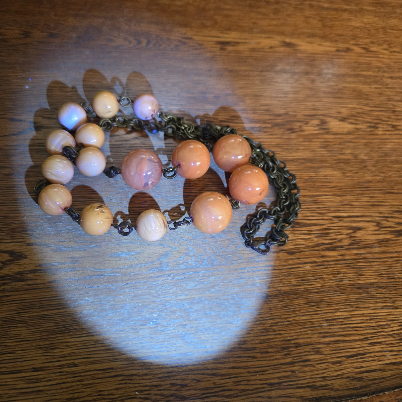 VTG Tested Bakelite Art Deco Egg Yolk Butterscotch Graduated Bead Necklace 114 G