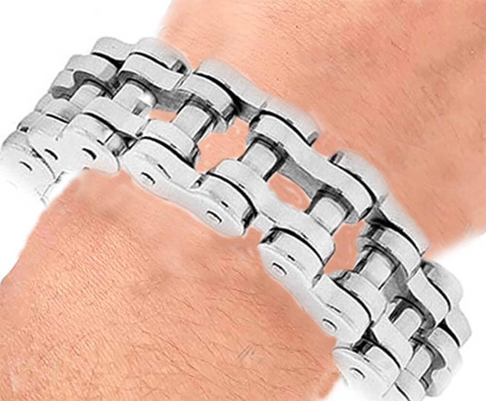 Black or Silver 8” 9″ 10” Stainless Steel Motorcycle Bike Biker Chain Bracelet