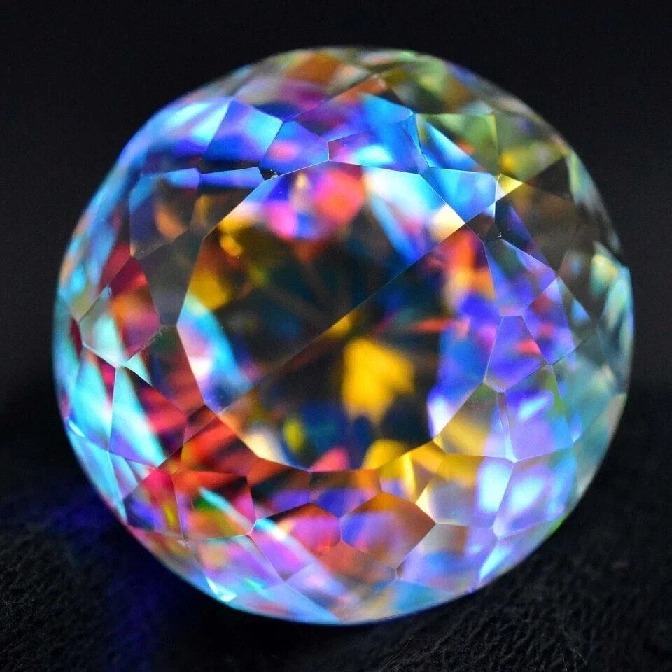 AAA 120 Ct+ Natural Rainbow Mystic Topaz Round Cut Loose Gemstone Certified BJR