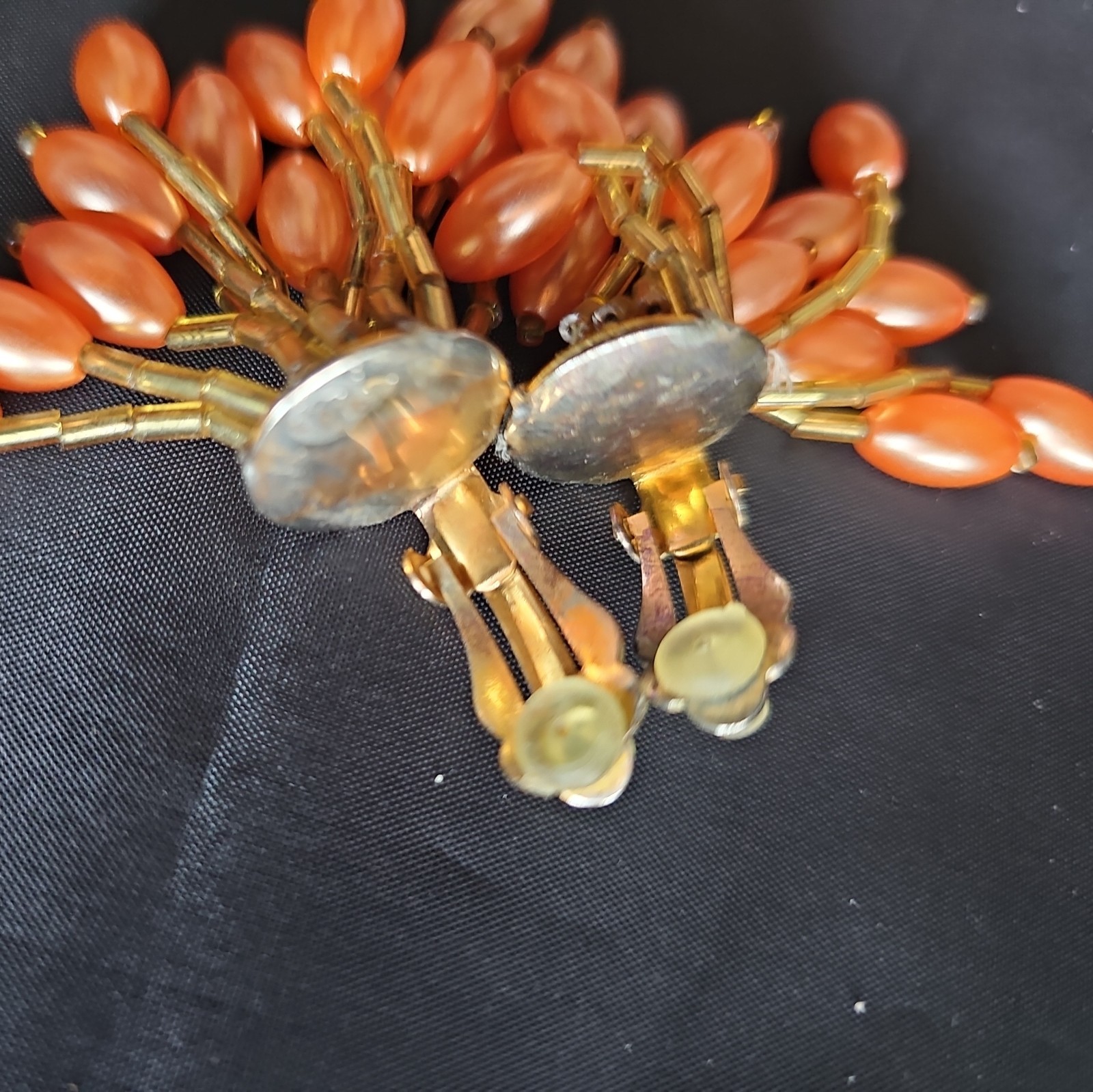 Retro BEADED DANGLE CLIP EARRINGS VINTAGE ESTATE