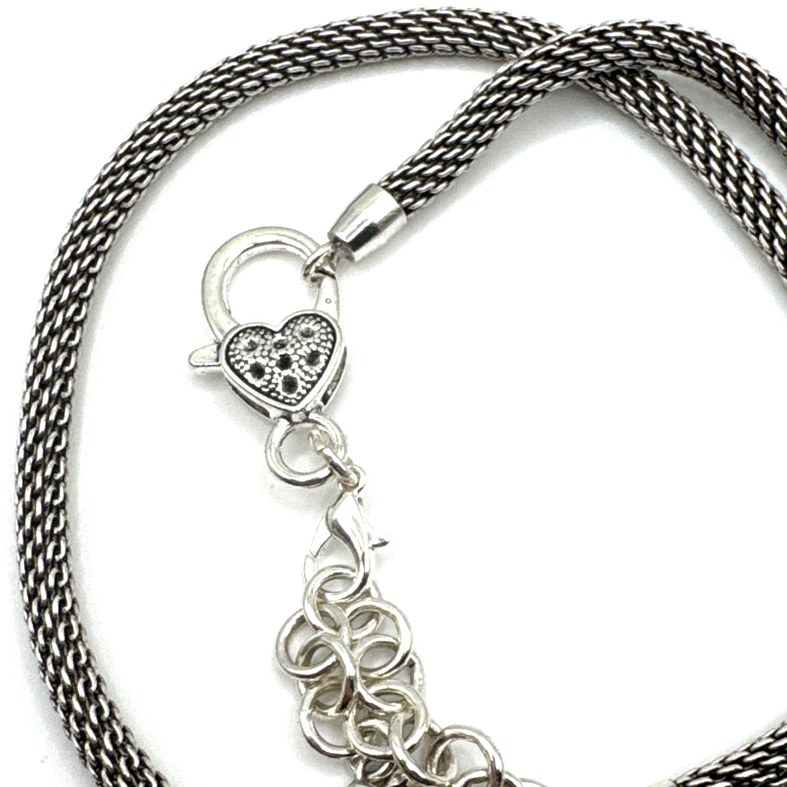 Brighton Glam Mesh Charms/Beads Necklace W/ Non-Brand Heart Clasp 20 Inches