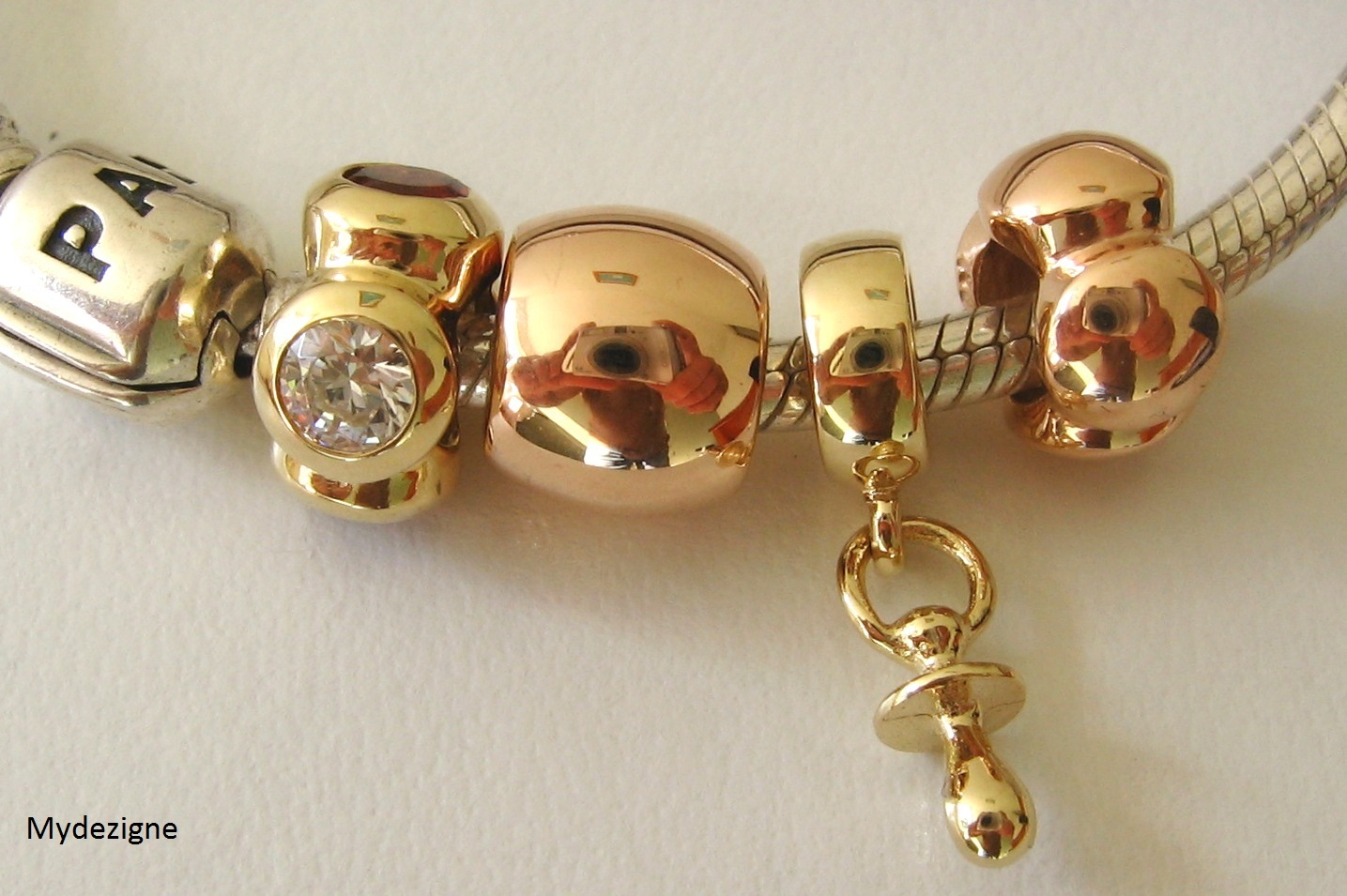 GENUINE SOLID 9K 9ct YELLOW GOLD CHARM BEAD with 3D BABY DUMMY DROP GIFT