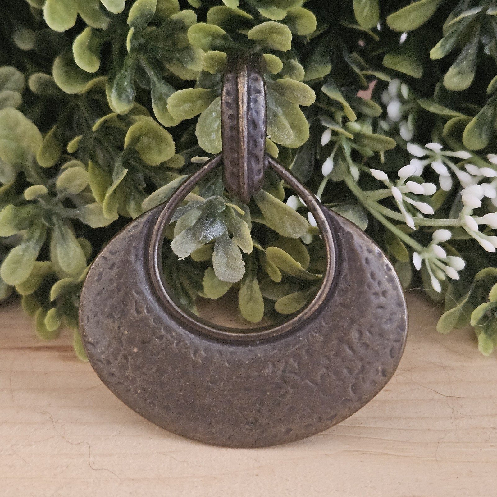 Hand Hammered Magnetic Closure Pendant With Makers Mark