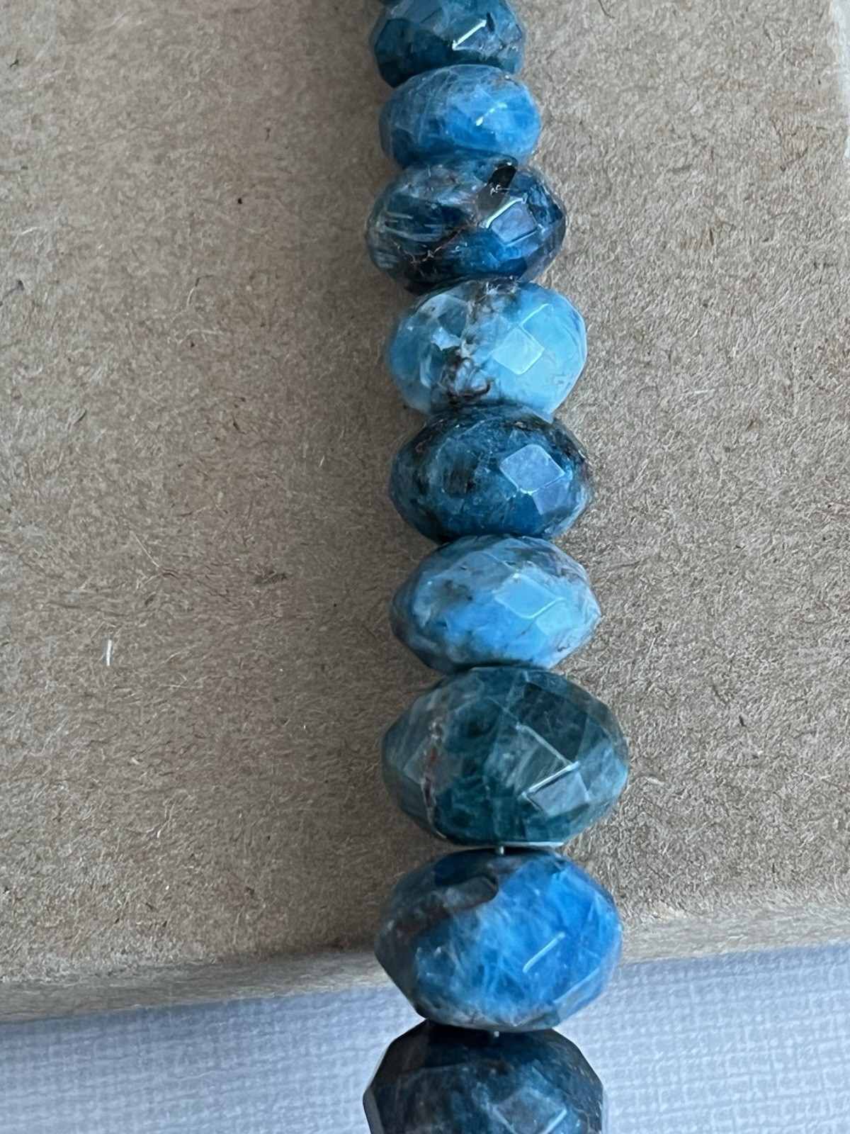 Blue Apatite Graduated Faceted Bead Necklace, /Earring Set 925 Silver Clasp