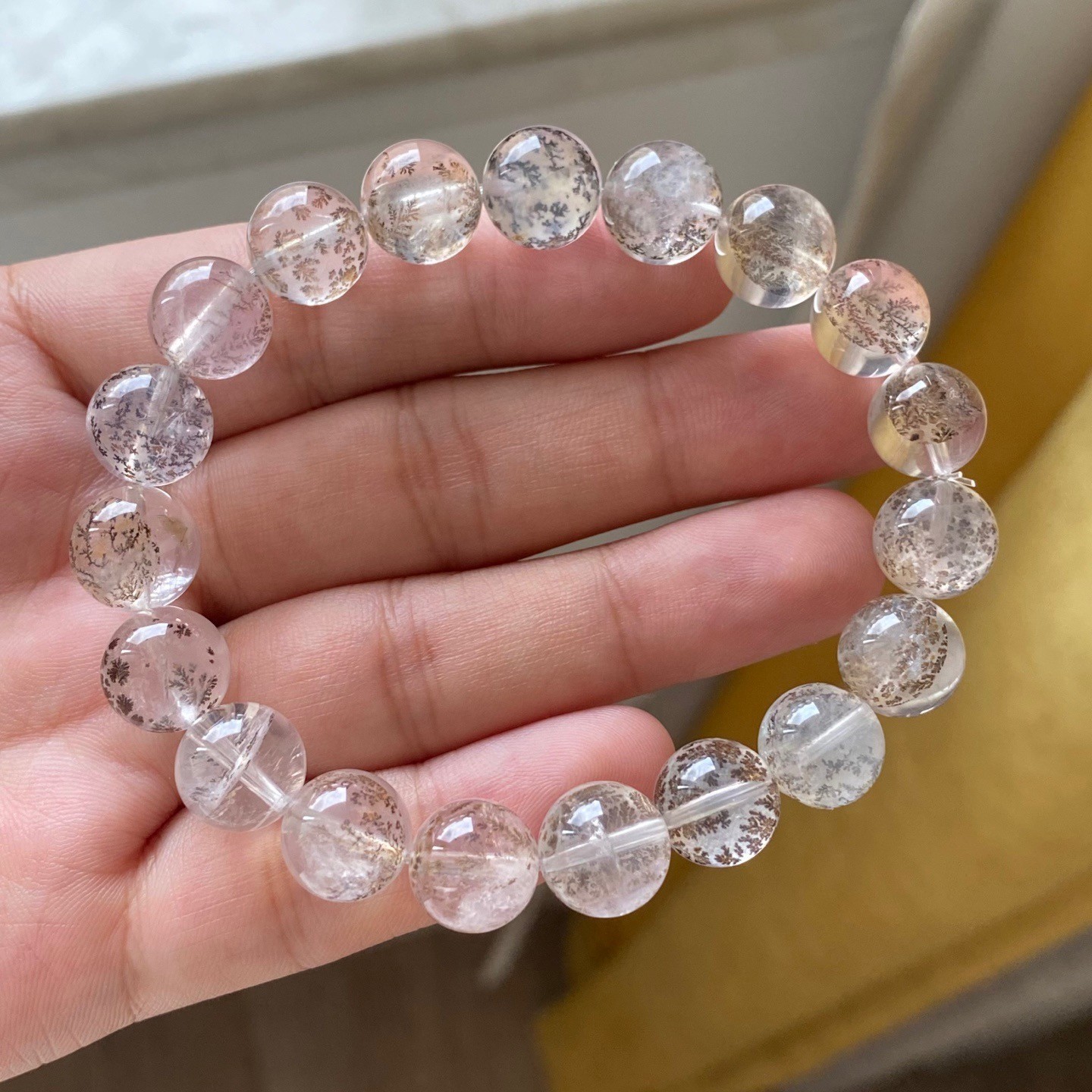 10.6mm Natural Tree Yellow Phantom Beads Bracelet AAAA